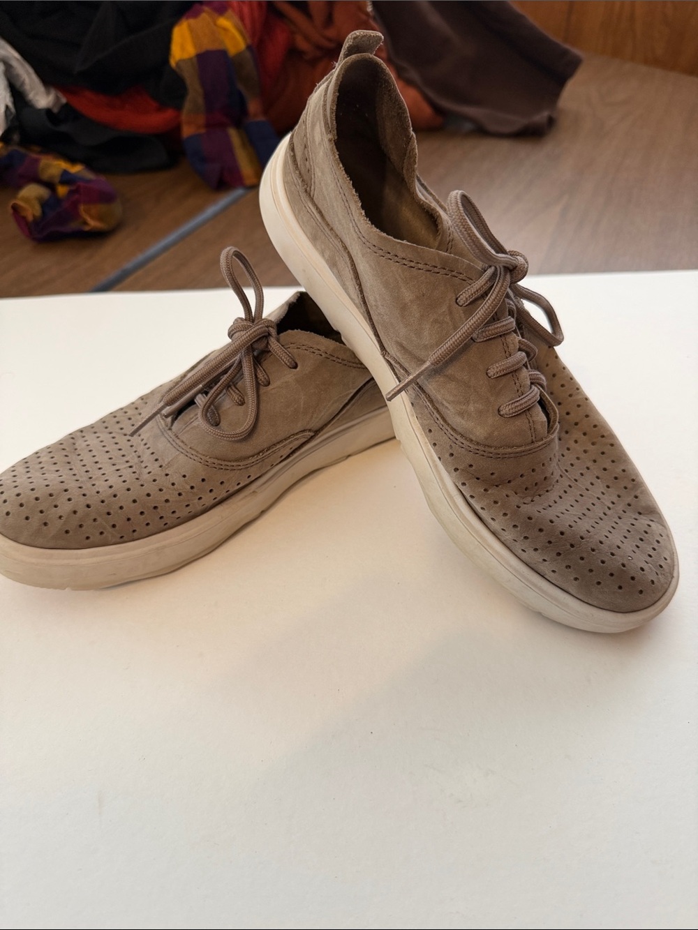 Merrell Women's Perforated Taupe Lace-Up Sneakers